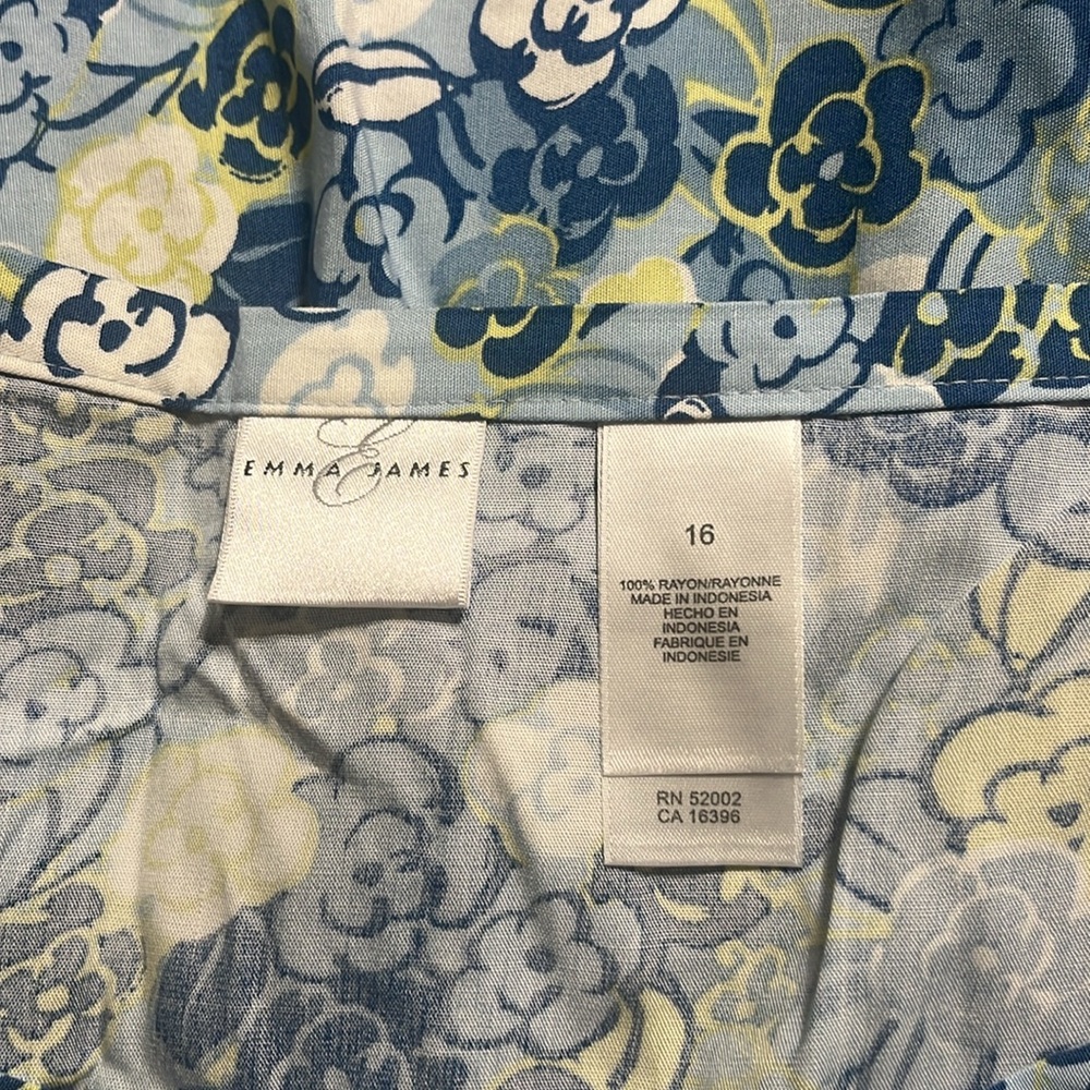 Emma&James Skirt Sz 16 Blue/ Yellow Floral Skater Tiered Flowy A-line Fit&Flare - Picture 4 of 6